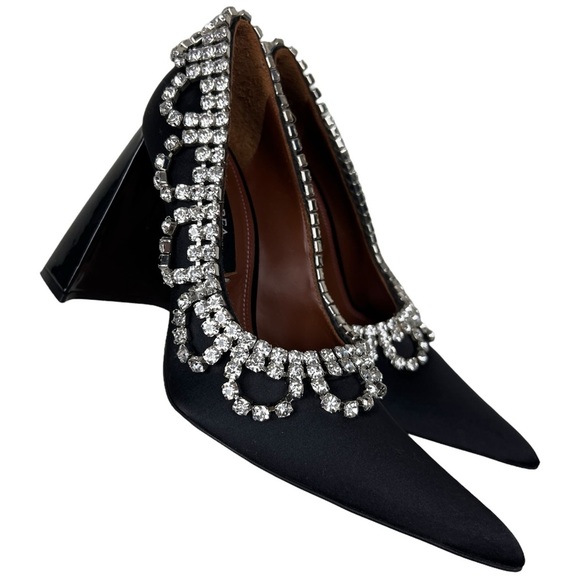 AREA New York Scallop Crystal Pointed Toe Heels - Picture 3 of 10